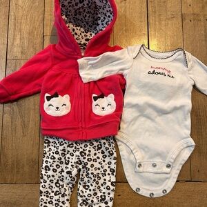 Carter's Pink Cat Hoodie Set